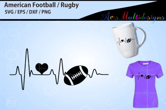 American Football Heartbeat Graphics for Crafts
