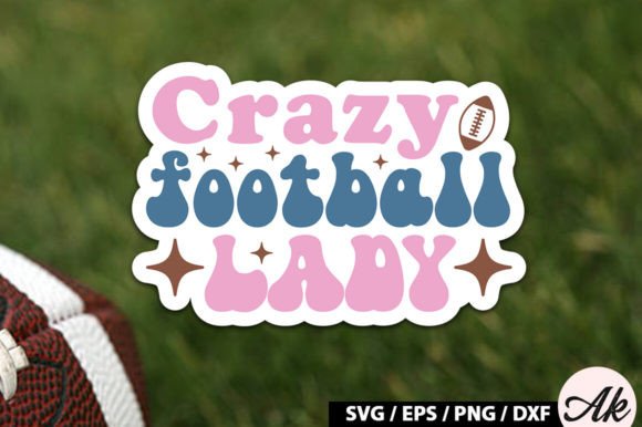 Crazy Football Lady Retro Stickers Graphics