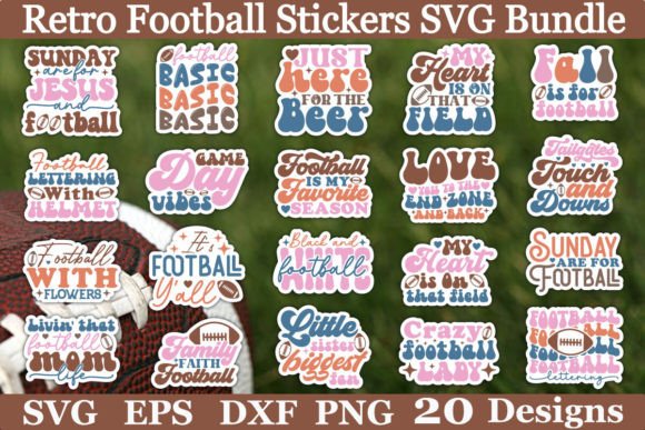 Retro Football Stickers SVG Bundle: Graphics & Crafts